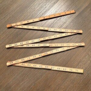Vintage 72 Inch Wood & Metal Foldable Yard Stick 6 Foot